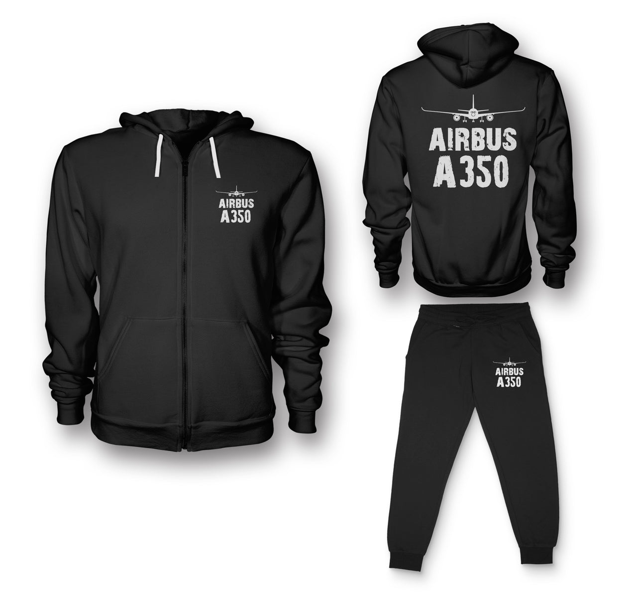 Airbus A350 & Plane Designed Zipped Hoodies & Sweatpants Set