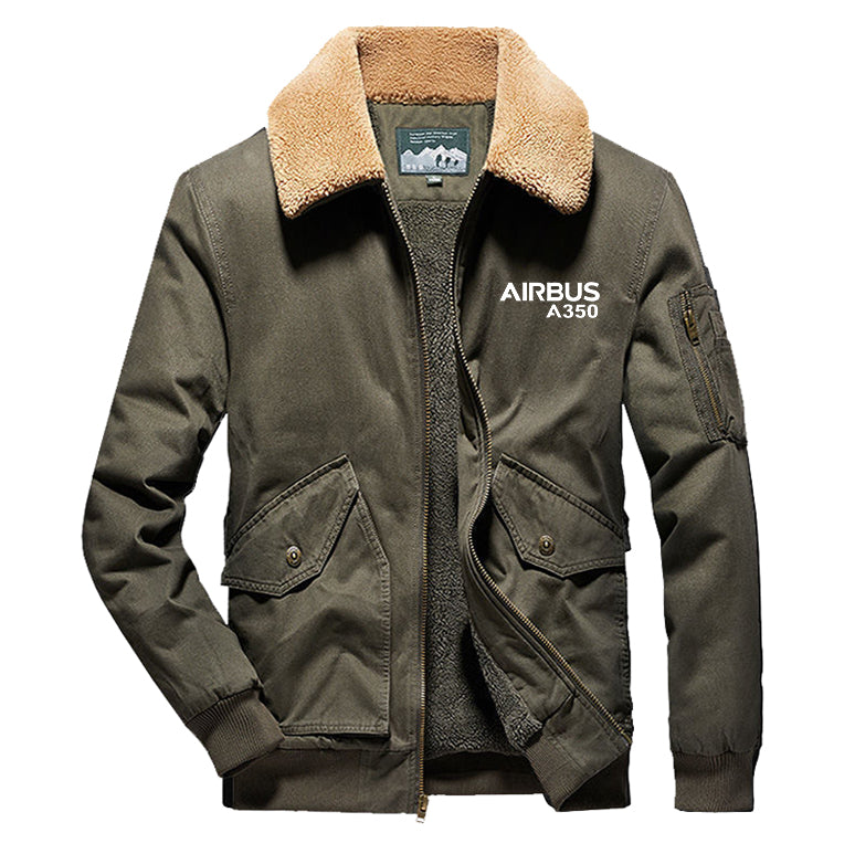 Airbus A350 & Text Designed Thick Bomber Jackets