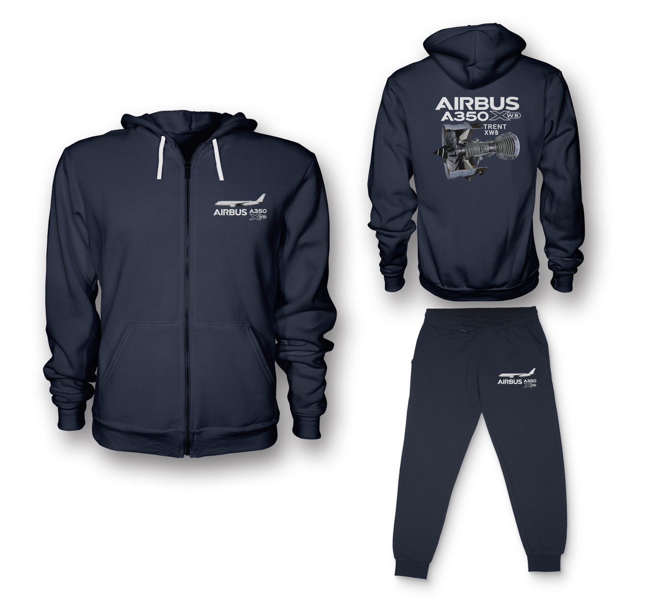 Airbus A350 & Trent XWB Engine Designed Zipped Hoodies & Sweatpants Set