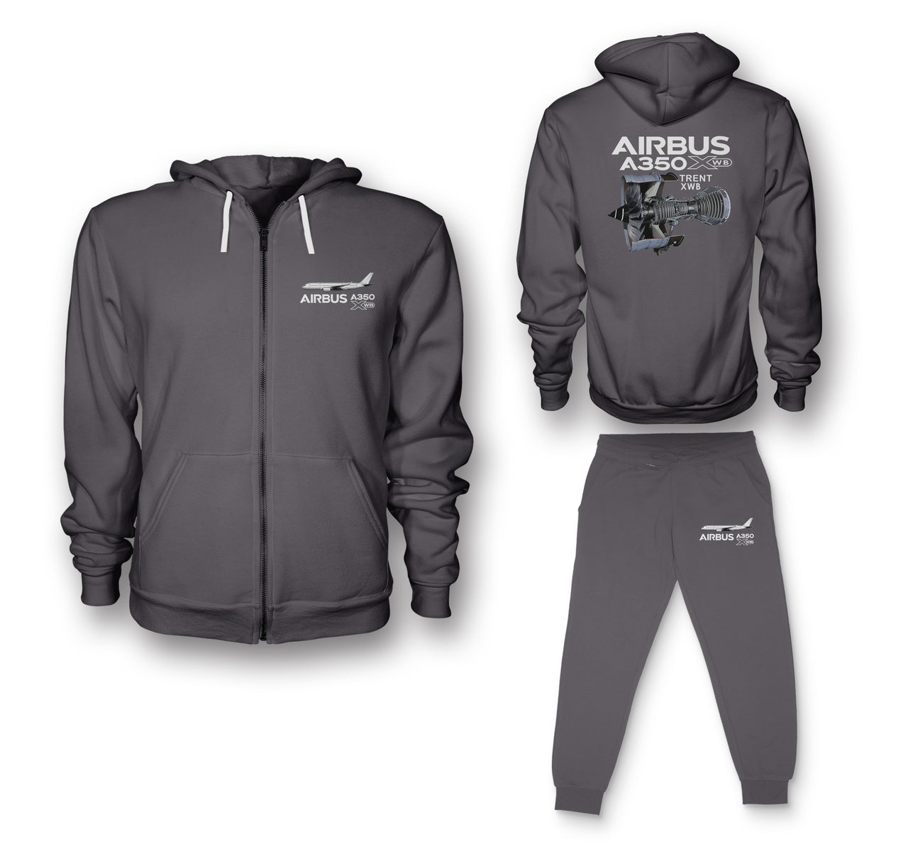 Airbus A350 & Trent XWB Engine Designed Zipped Hoodies & Sweatpants Set