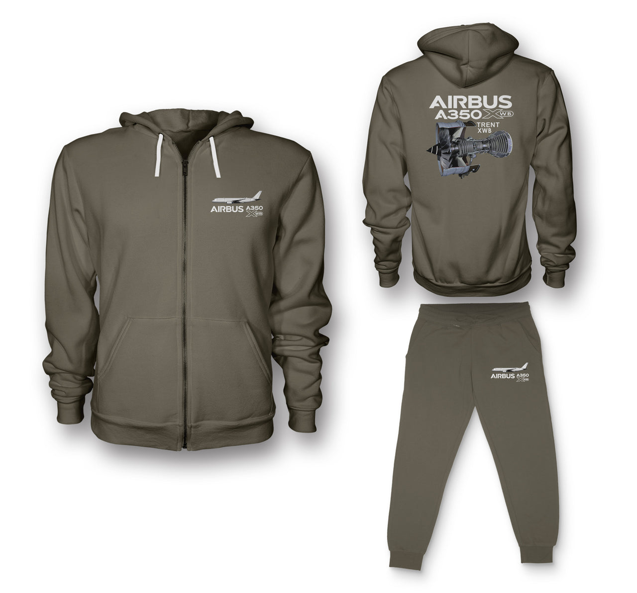 Airbus A350 & Trent XWB Engine Designed Zipped Hoodies & Sweatpants Set