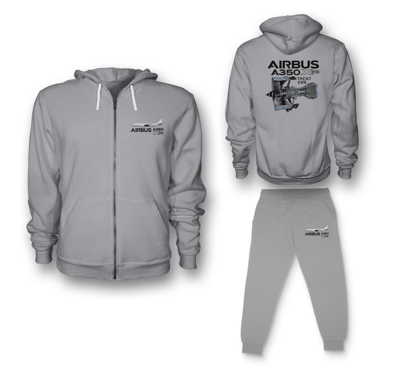 Airbus A350 & Trent XWB Engine Designed Zipped Hoodies & Sweatpants Set