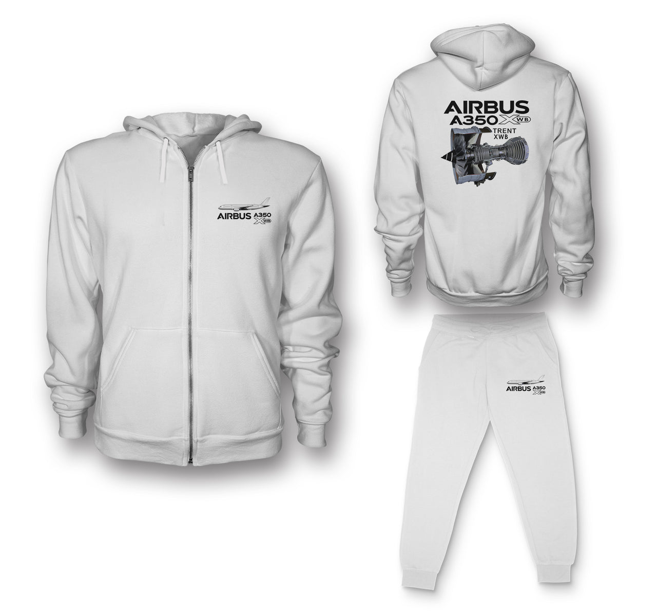 Airbus A350 & Trent XWB Engine Designed Zipped Hoodies & Sweatpants Set