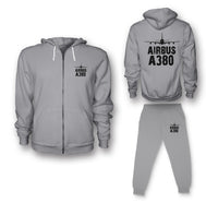 Thumbnail for Airbus A380 & Plane Designed Zipped Hoodies & Sweatpants Set