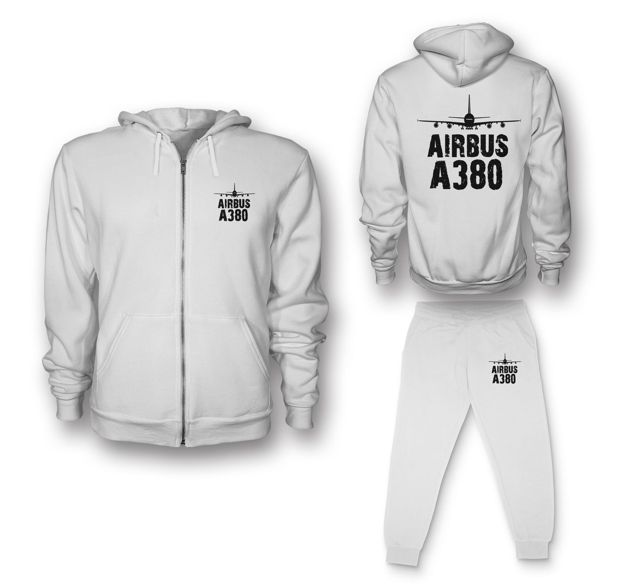 Airbus A380 & Plane Designed Zipped Hoodies & Sweatpants Set