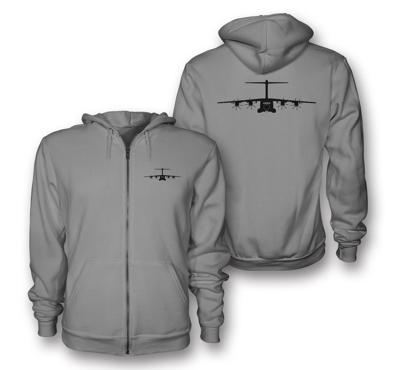 Airbus A400M Silhouette Designed Zipped Hoodies