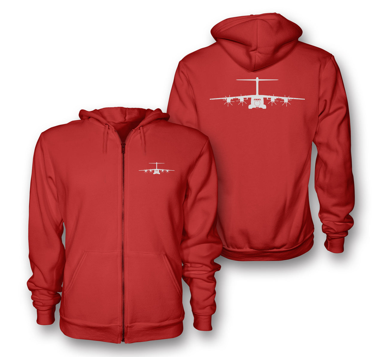 Airbus A400M Silhouette Designed Zipped Hoodies