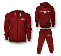 Thumbnail for Airbus A400M Silhouette Designed Zipped Hoodies & Sweatpants Set