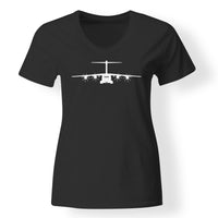 Thumbnail for Airbus A400M Silhouette Designed V-Neck T-Shirts