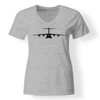 Thumbnail for Airbus A400M Silhouette Designed V-Neck T-Shirts