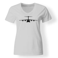 Thumbnail for Airbus A400M Silhouette Designed V-Neck T-Shirts