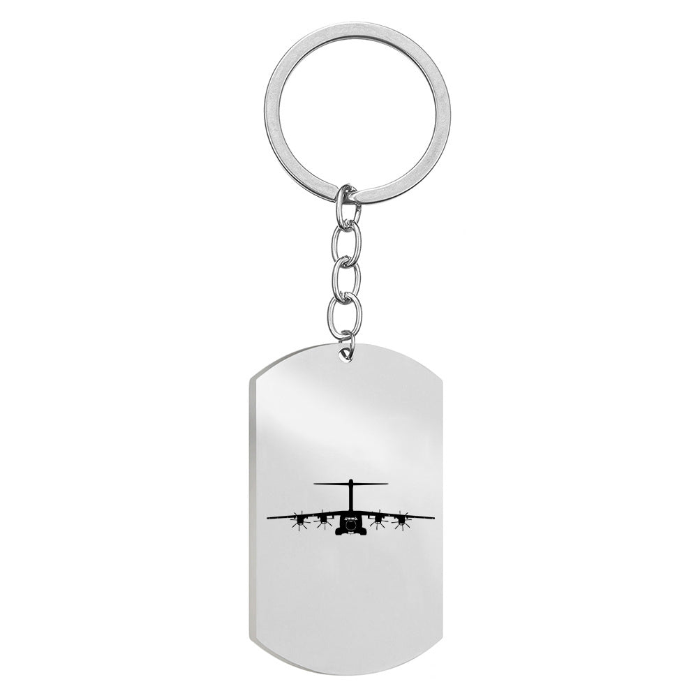 Airbus A400M Silhouette Designed Stainless Steel Key Chains (Double Side)