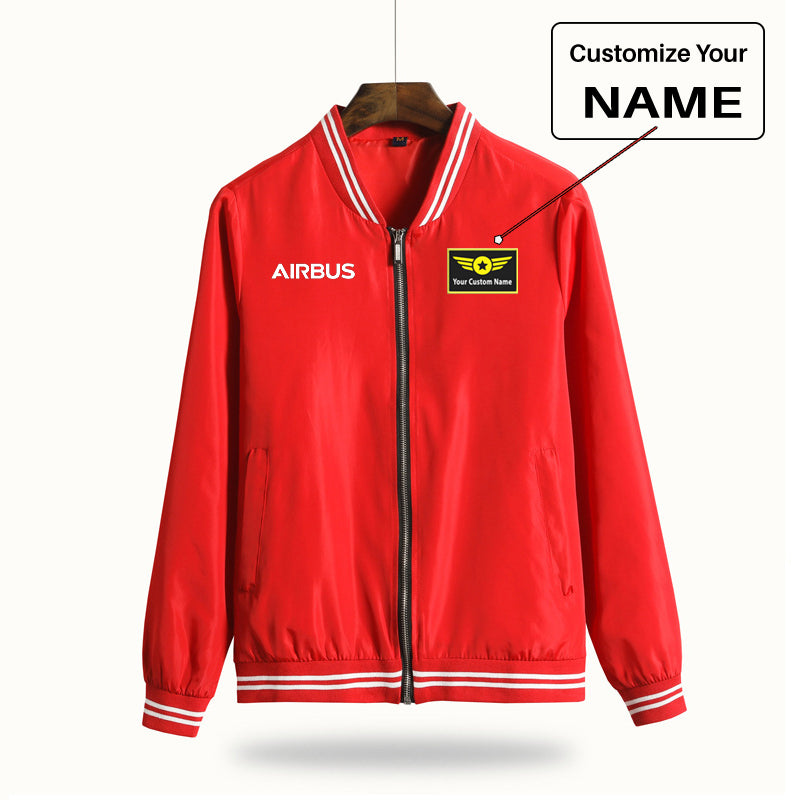 Airbus & Text Designed Thin Spring Jackets