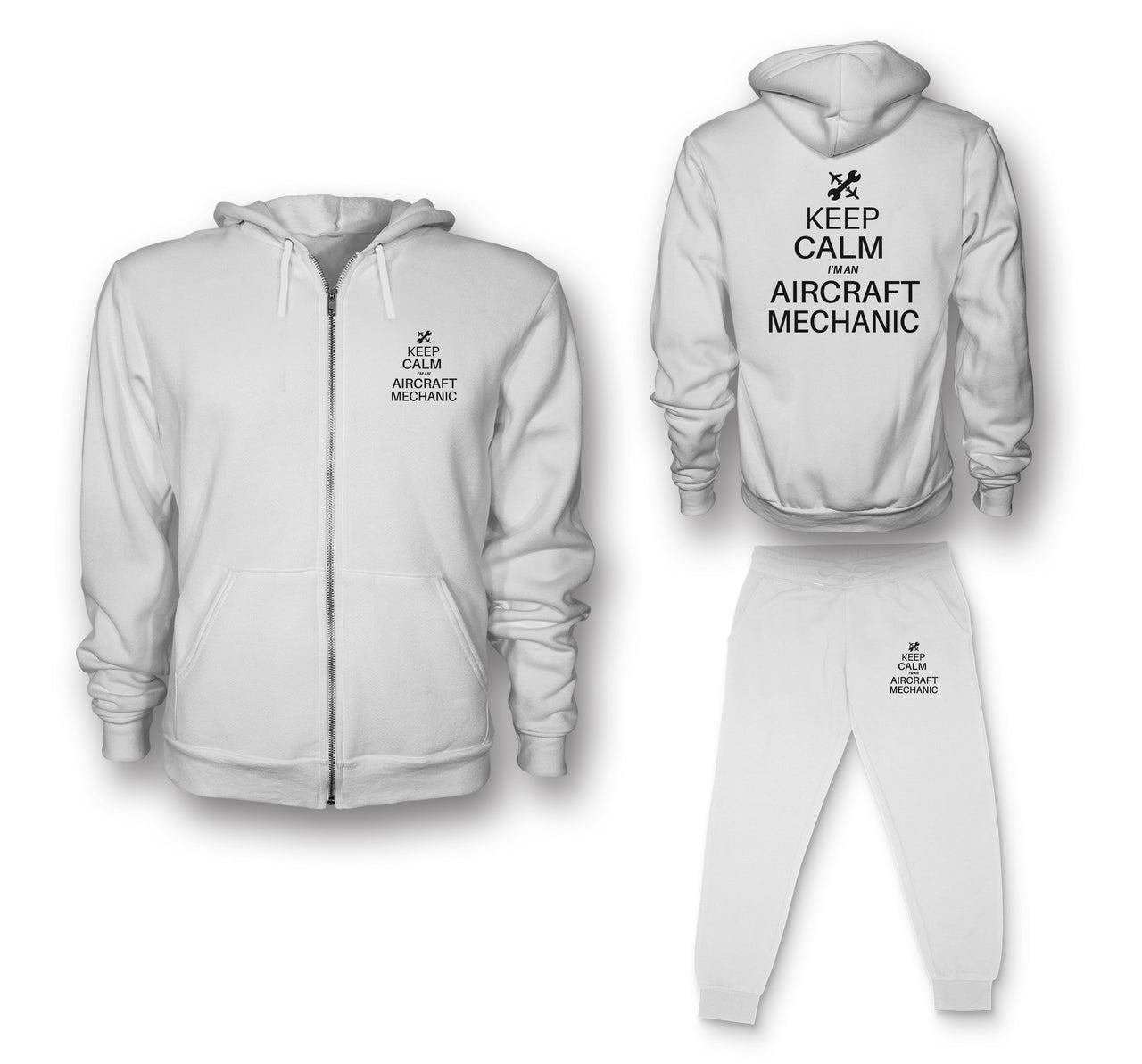 Aircraft Mechanic Designed Zipped Hoodies & Sweatpants Set