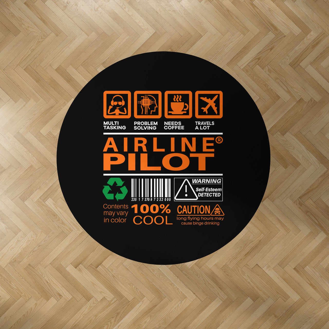 Airline Pilot Label Designed Carpet & Floor Mats (Round)