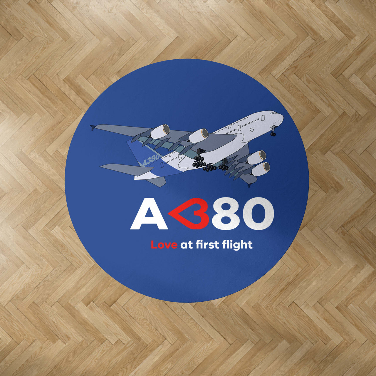 Airbus A380 Love at first flight Designed Carpet & Floor Mats (Round)