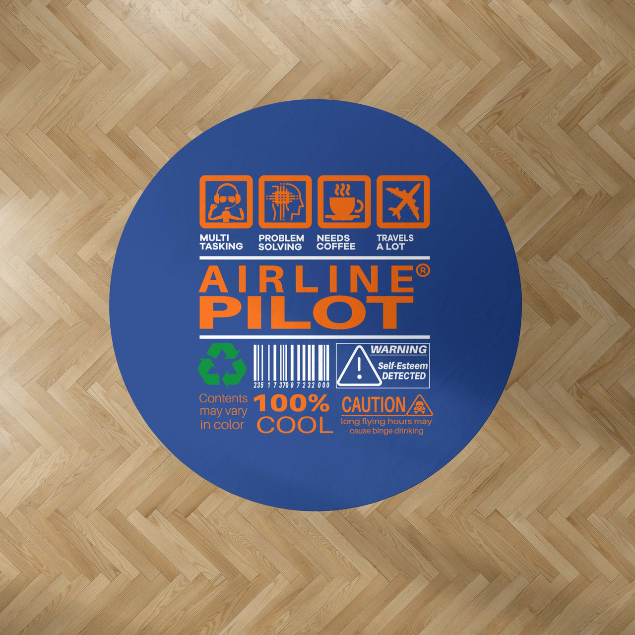 Airline Pilot Label Designed Carpet & Floor Mats (Round)