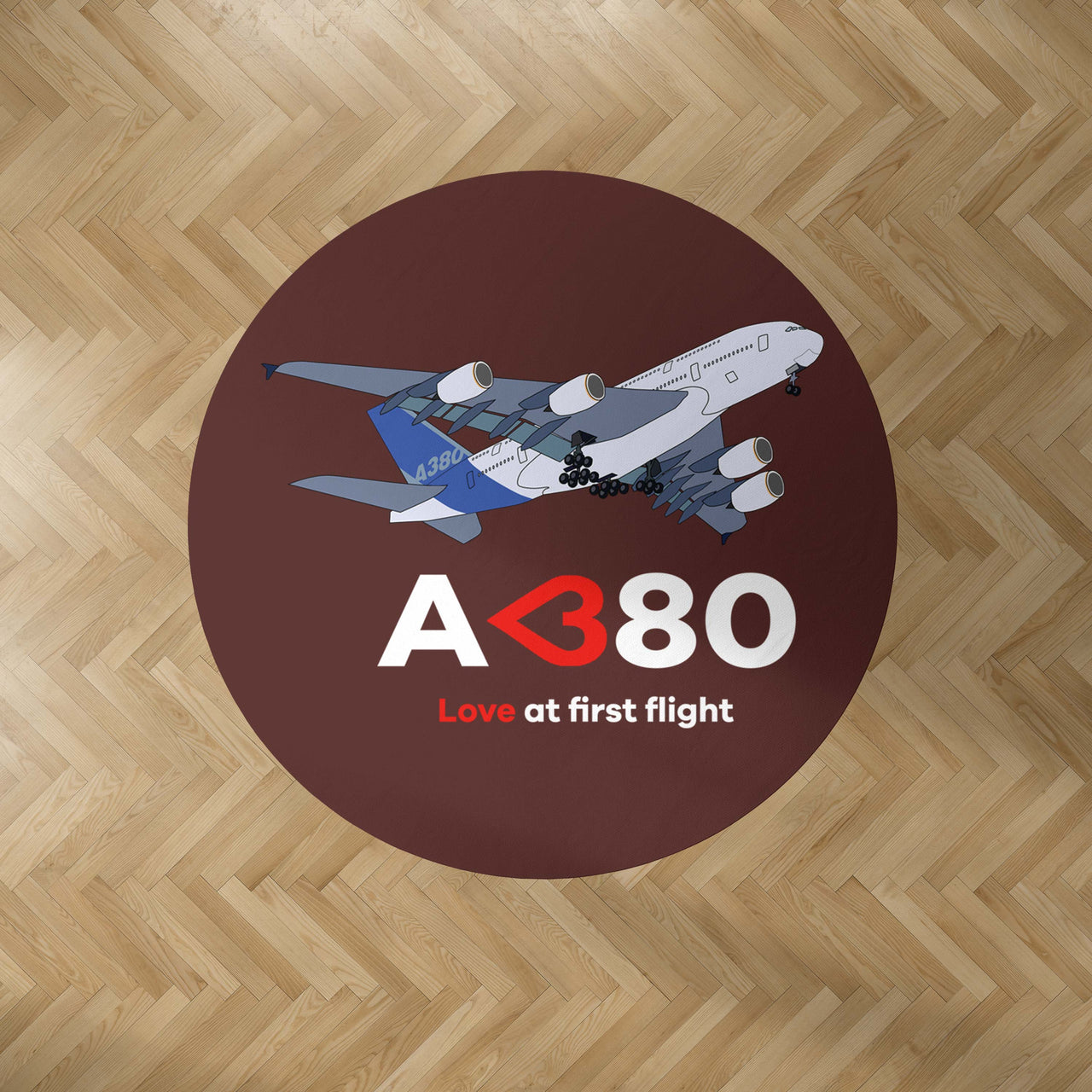 Airbus A380 Love at first flight Designed Carpet & Floor Mats (Round)