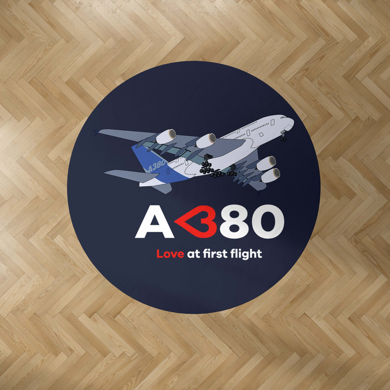 Airbus A380 Love at first flight Designed Carpet & Floor Mats (Round)