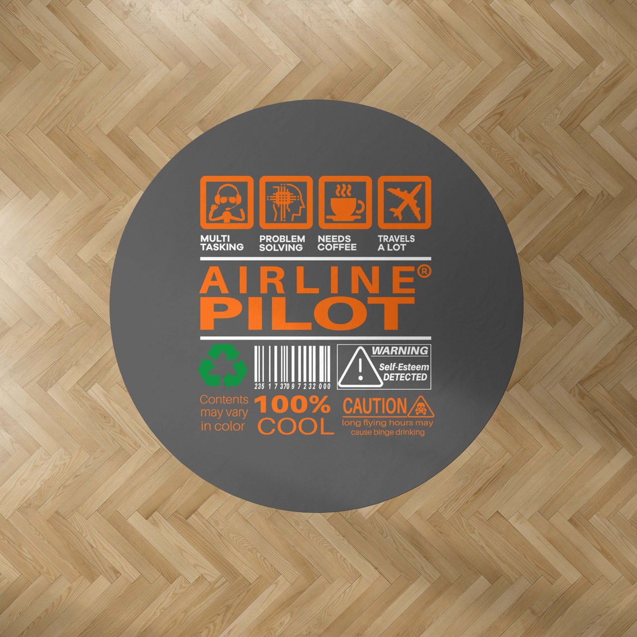 Airline Pilot Label Designed Carpet & Floor Mats (Round)