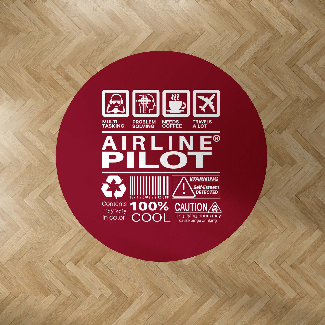 Airline Pilot Label Designed Carpet & Floor Mats (Round)