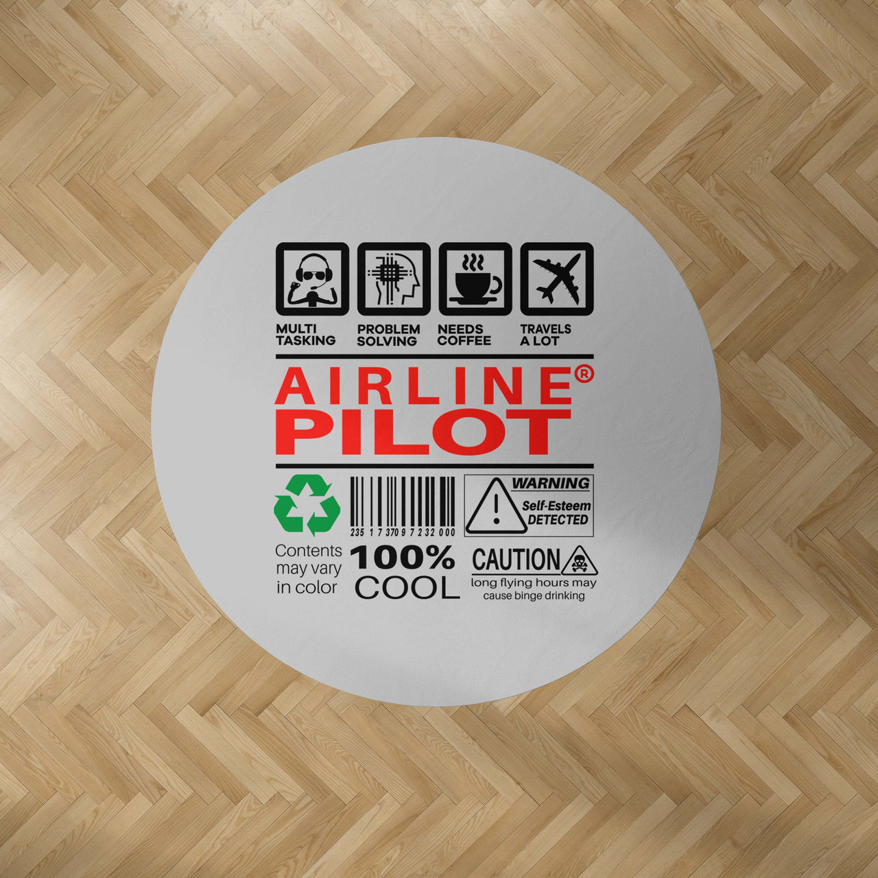 Airline Pilot Label Designed Carpet & Floor Mats (Round)