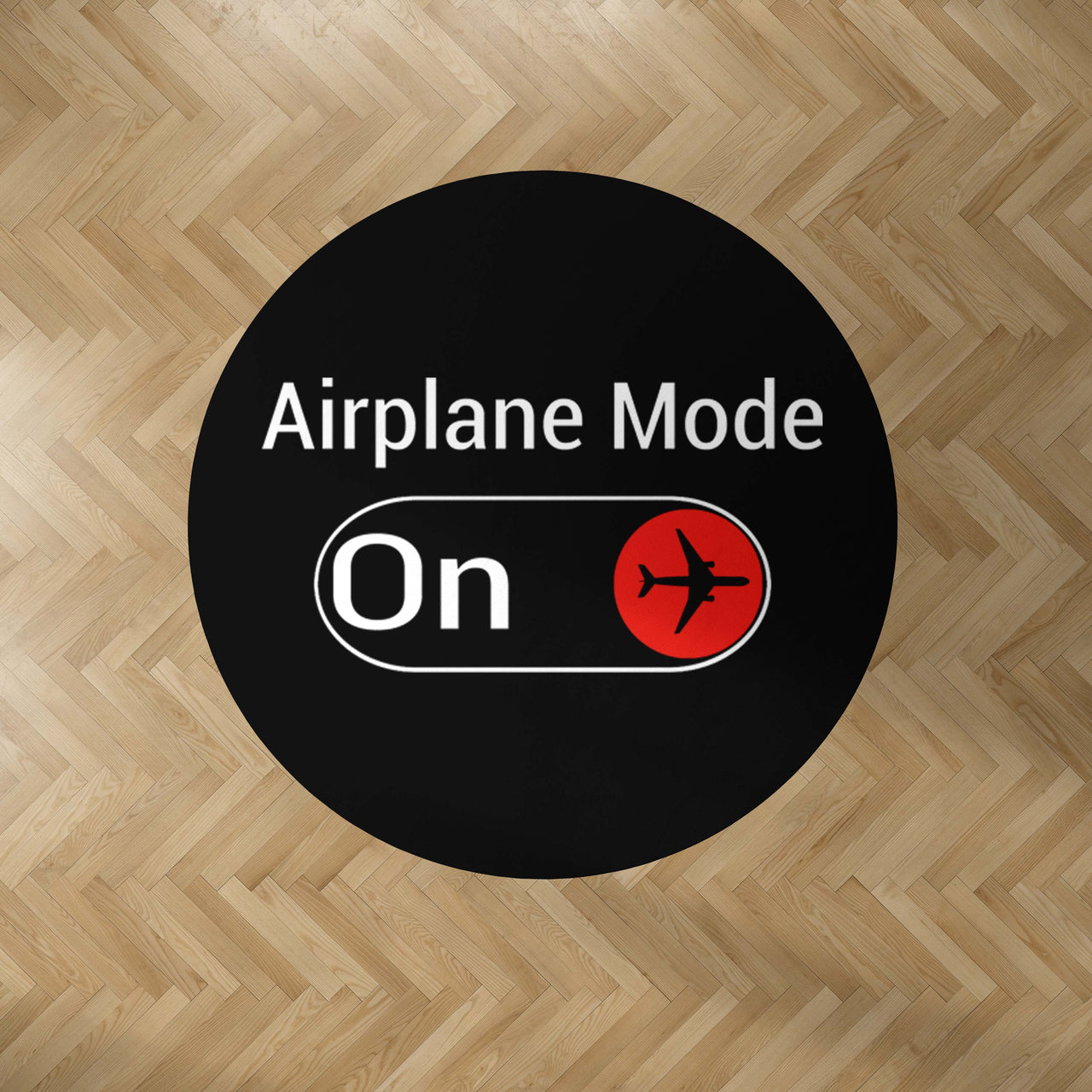 Airplane Mode On Designed Carpet & Floor Mats (Round)