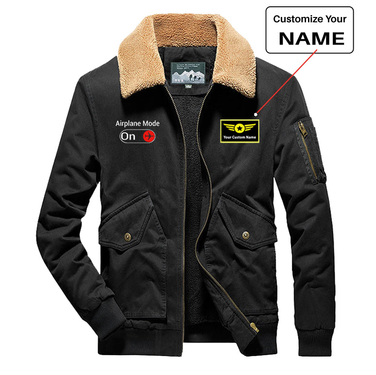 Airplane Mode On Designed Thick Bomber Jackets