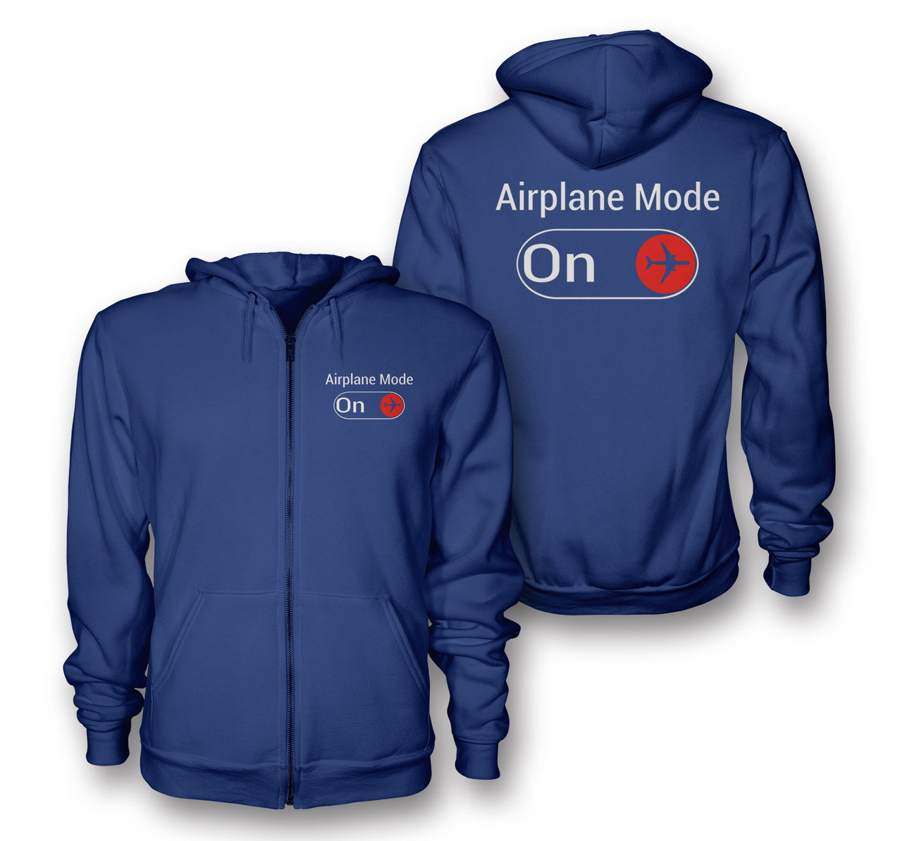 Airplane Mode On Designed Zipped Hoodies