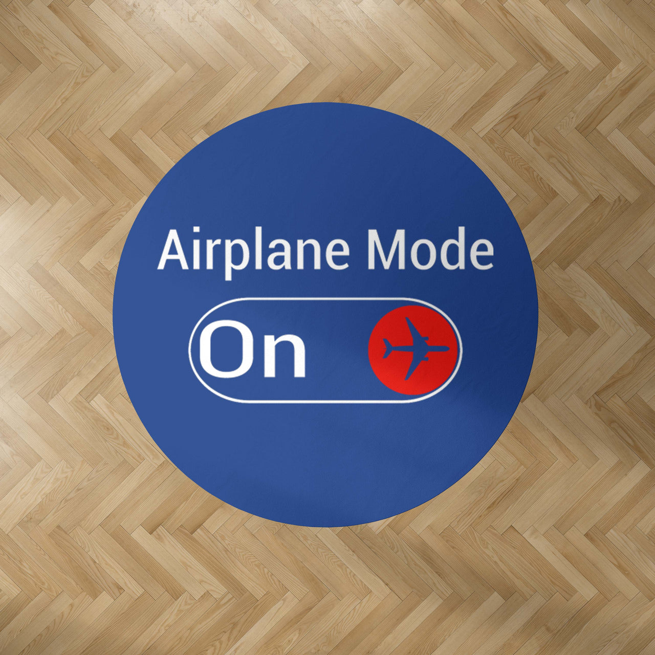 Airplane Mode On Designed Carpet & Floor Mats (Round)