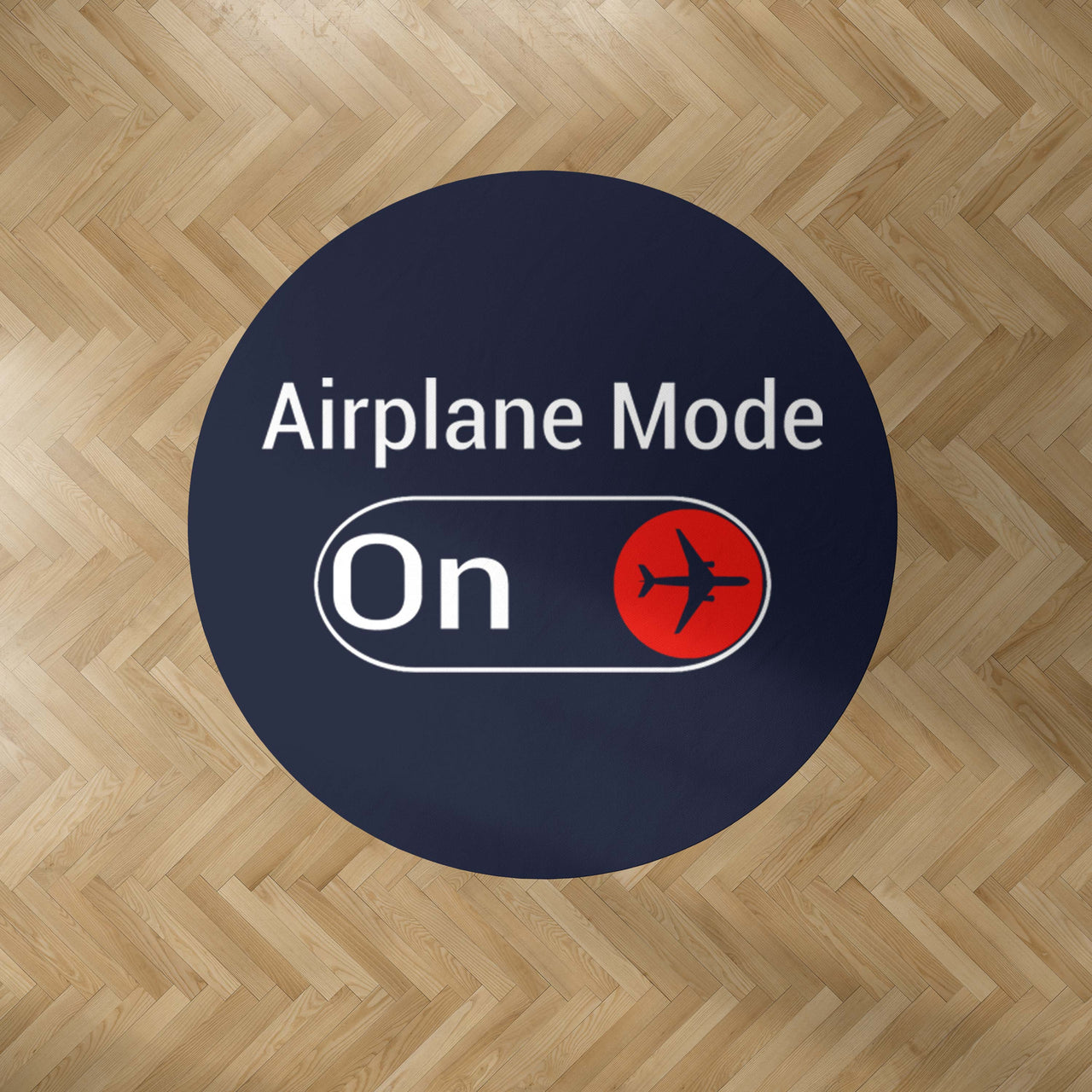 Airplane Mode On Designed Carpet & Floor Mats (Round)