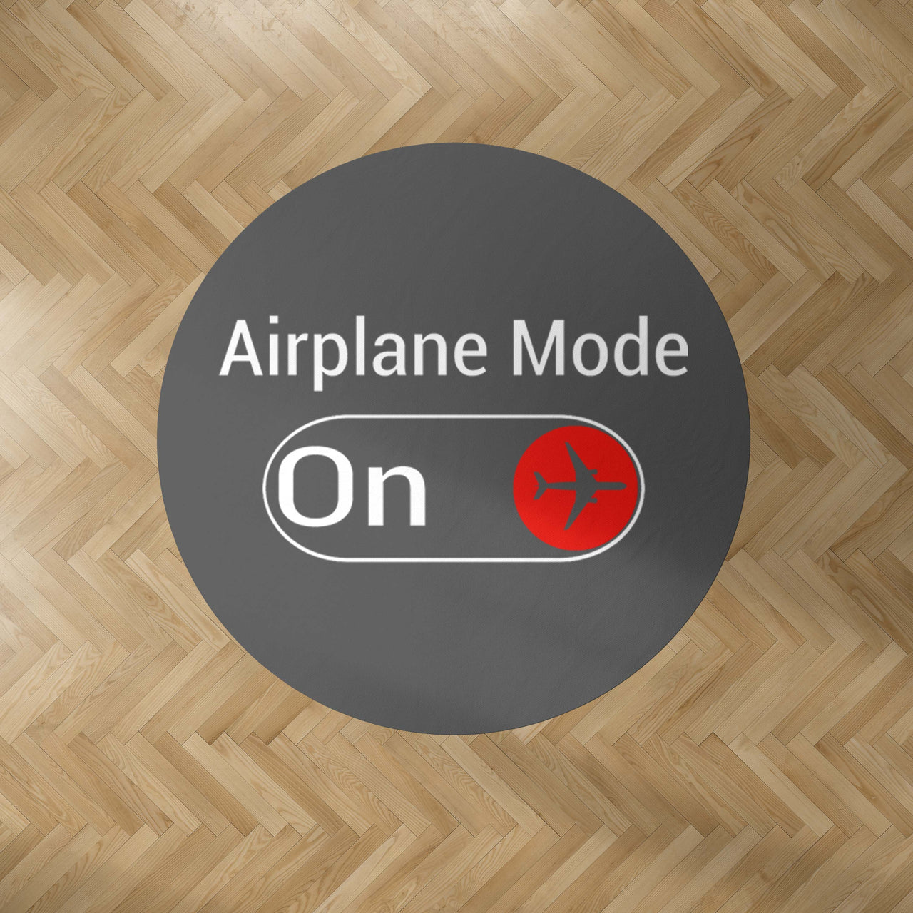 Airplane Mode On Designed Carpet & Floor Mats (Round)