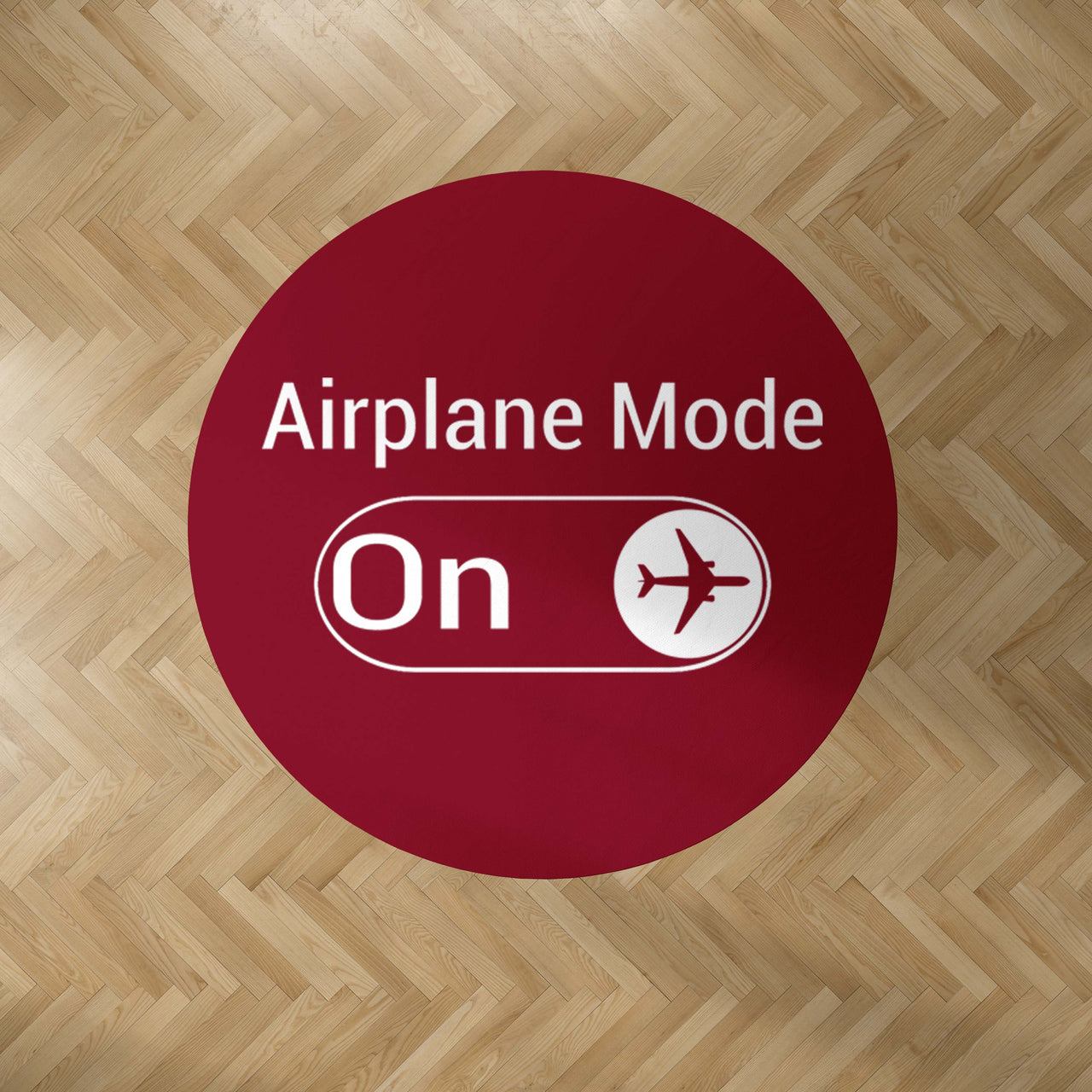 Airplane Mode On Designed Carpet & Floor Mats (Round)