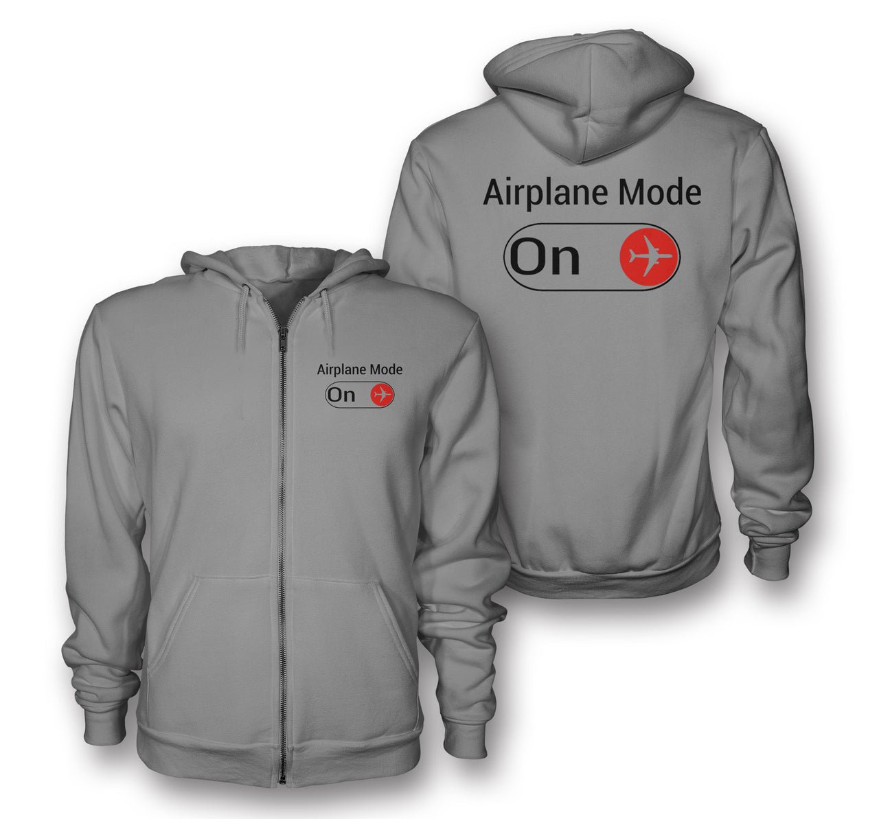 Airplane Mode On Designed Zipped Hoodies