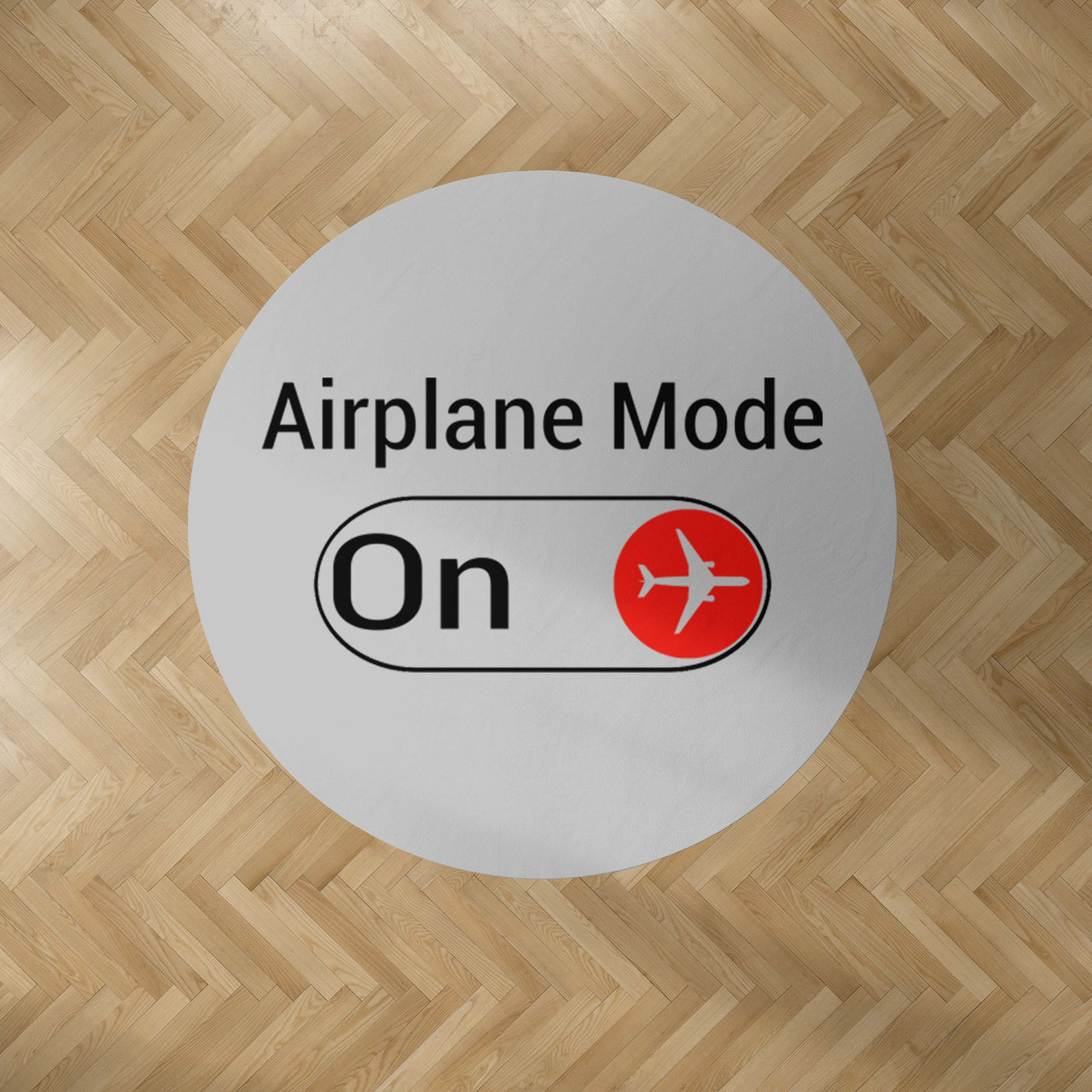 Airplane Mode On Designed Carpet & Floor Mats (Round)