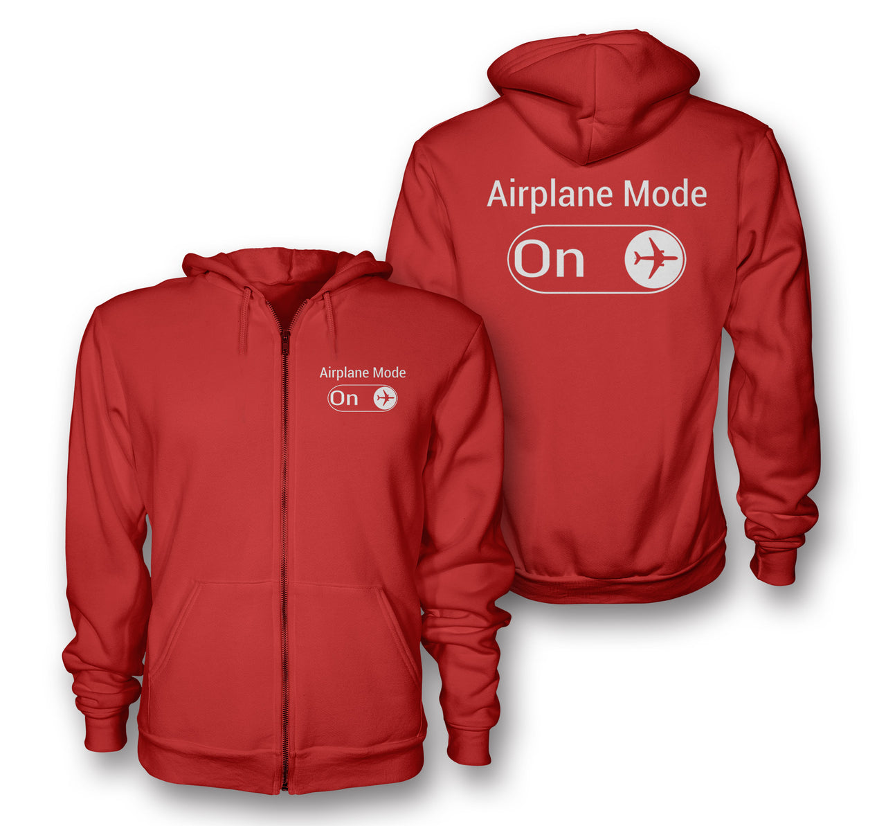 Airplane Mode On Designed Zipped Hoodies