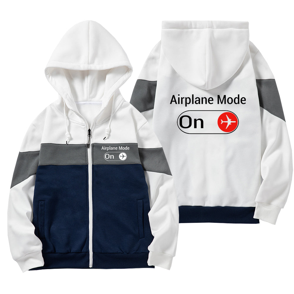 Airplane Mode On Designed Colourful Zipped Hoodies