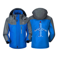 Thumbnail for Airplane Shape Aviation Alphabet Designed Thick Winter Jackets