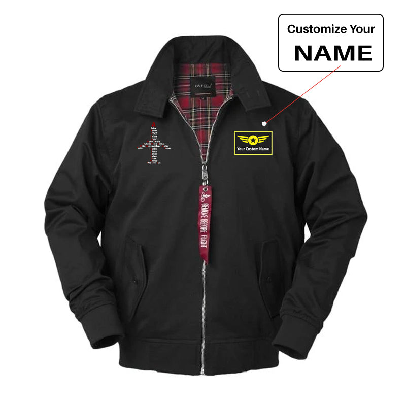 Airplane Shape Aviation Alphabet Designed Vintage Style Jackets