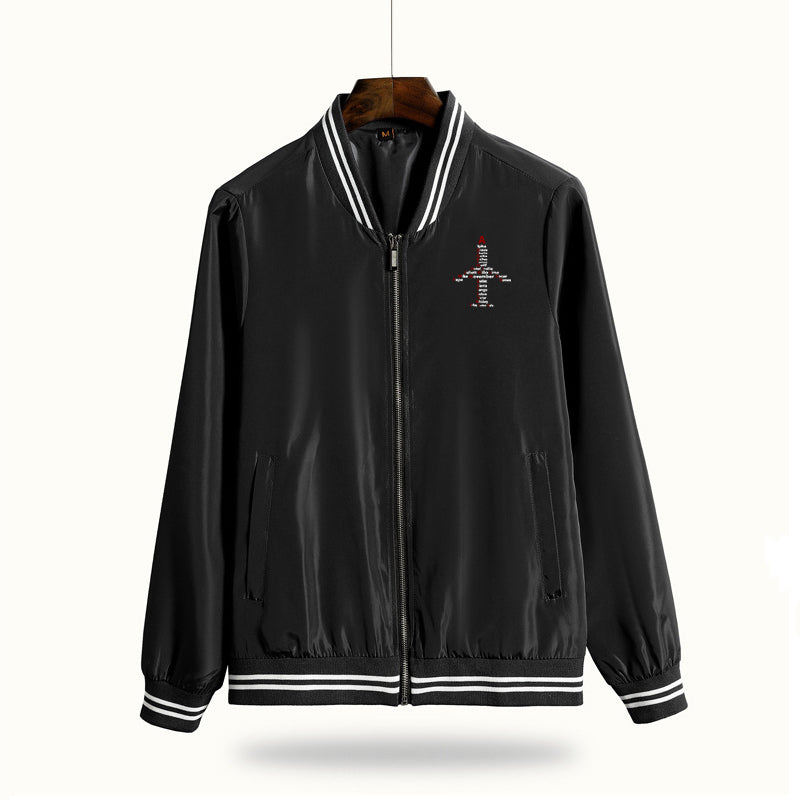 Airplane Shape Aviation Alphabet Designed Thin Spring Jackets