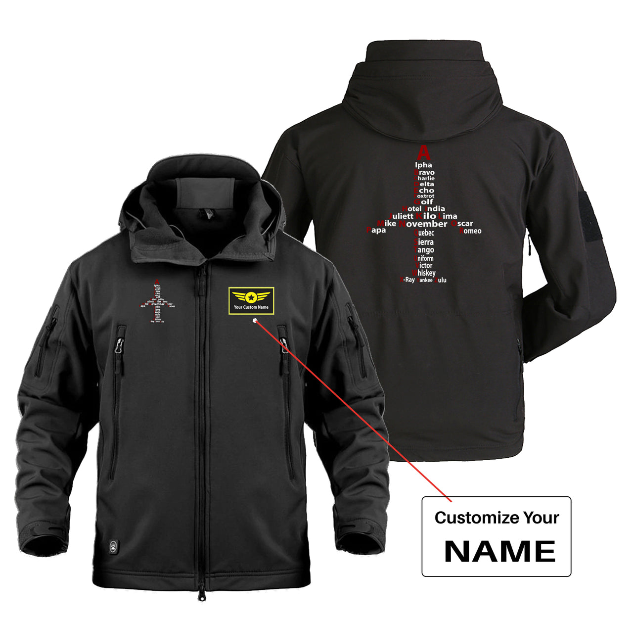 Airplane Shape Aviation Alphabet Designed Military Jackets (Customizable)