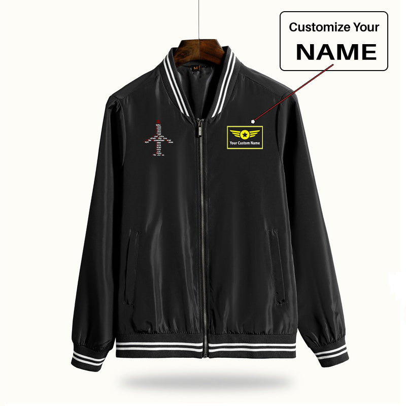 Airplane Shape Aviation Alphabet Designed Thin Spring Jackets