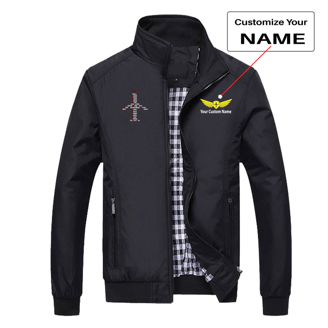 Airplane Shape Aviation Alphabet Designed Stylish Jackets