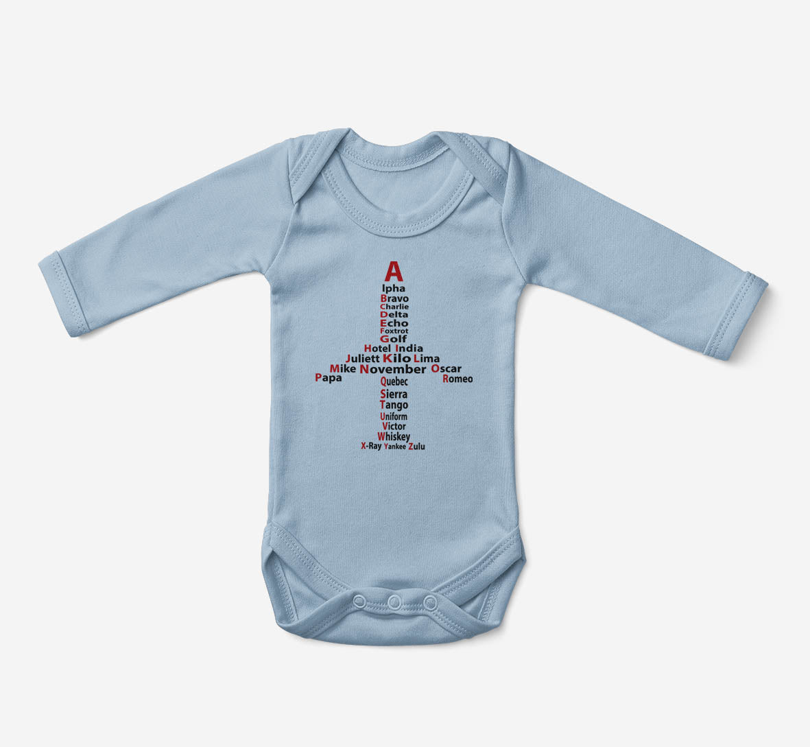 Airplane Shape Aviation Alphabet Designed Baby Bodysuits