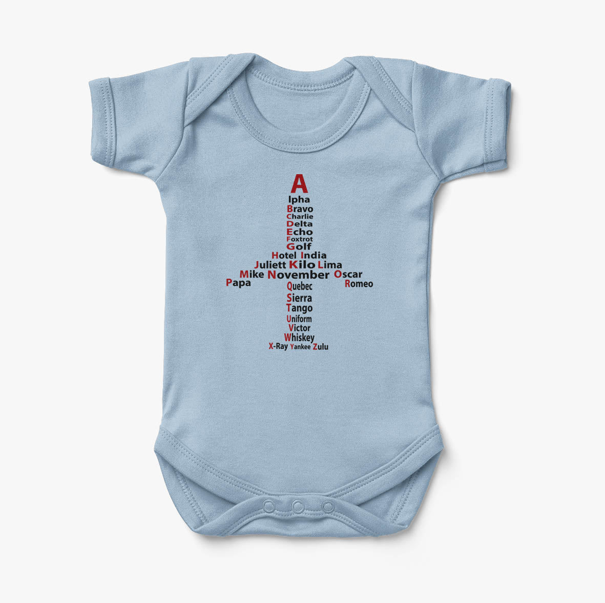 Airplane Shape Aviation Alphabet Designed Baby Bodysuits