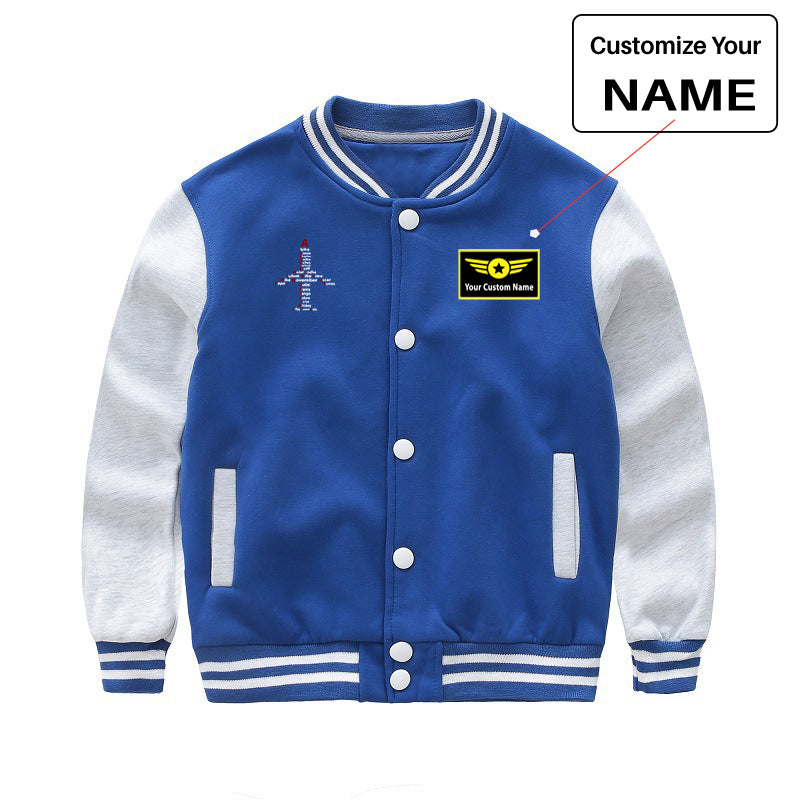 Airplane Shape Aviation Alphabet Designed "CHILDREN" Baseball Jackets