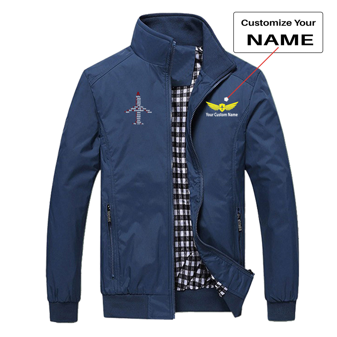 Airplane Shape Aviation Alphabet Designed Stylish Jackets