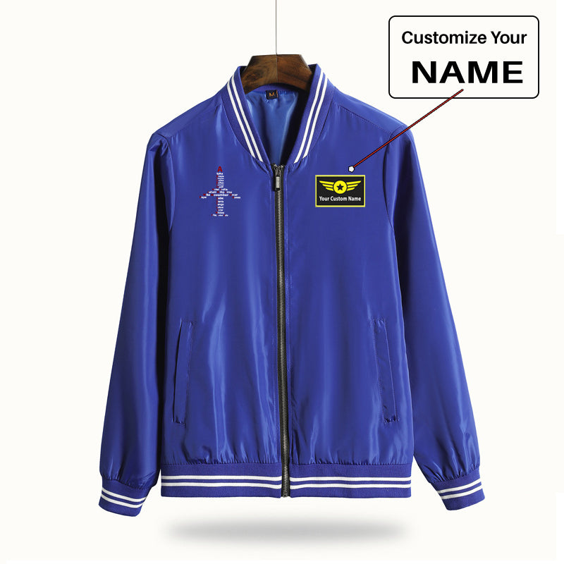 Airplane Shape Aviation Alphabet Designed Thin Spring Jackets