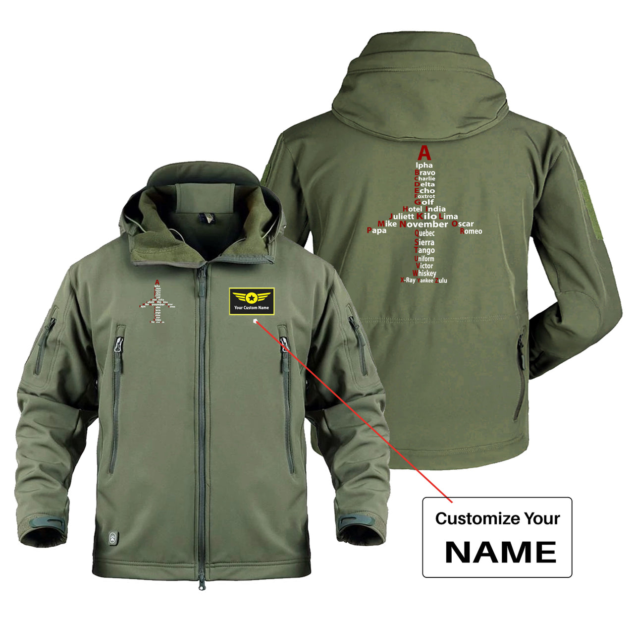 Airplane Shape Aviation Alphabet Designed Military Jackets (Customizable)