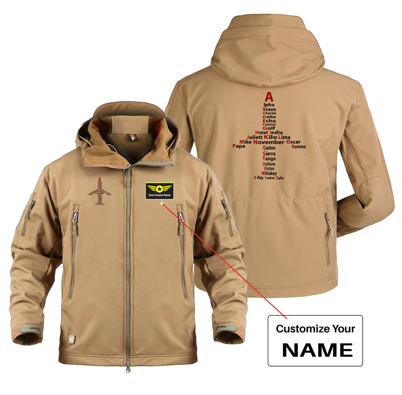 Airplane Shape Aviation Alphabet Designed Military Jackets (Customizable)